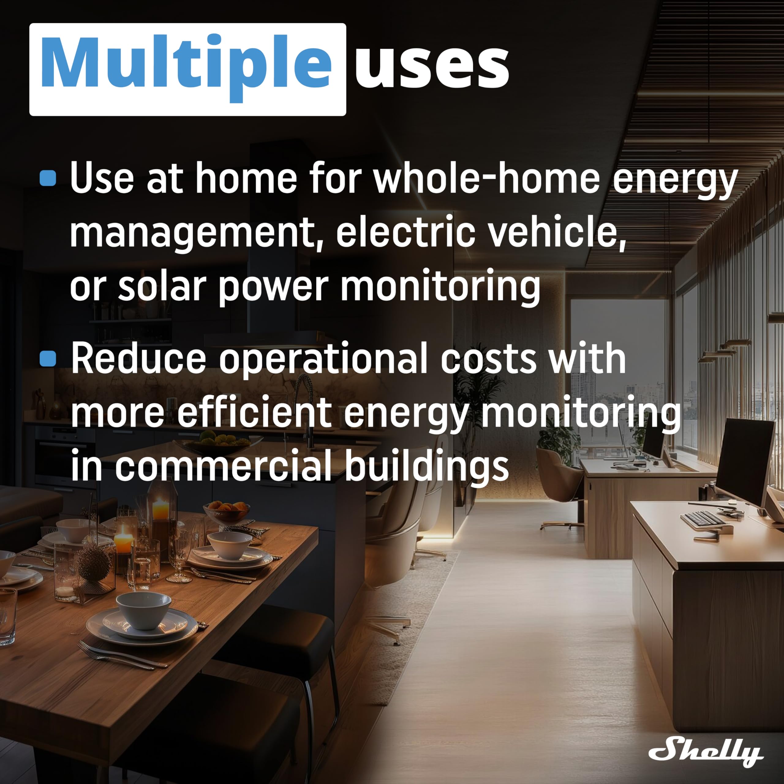 Shelly Pro 3EM - 3CT63, WLAN und LAN 3-Phasen-Energiezähler & Stromwandler, 63А, Echtzeit-Energieüberwachung, kein Hub Erforderlich, Solar-/Grid-Metering, kein Integriertes Relais, PV-kompatibel