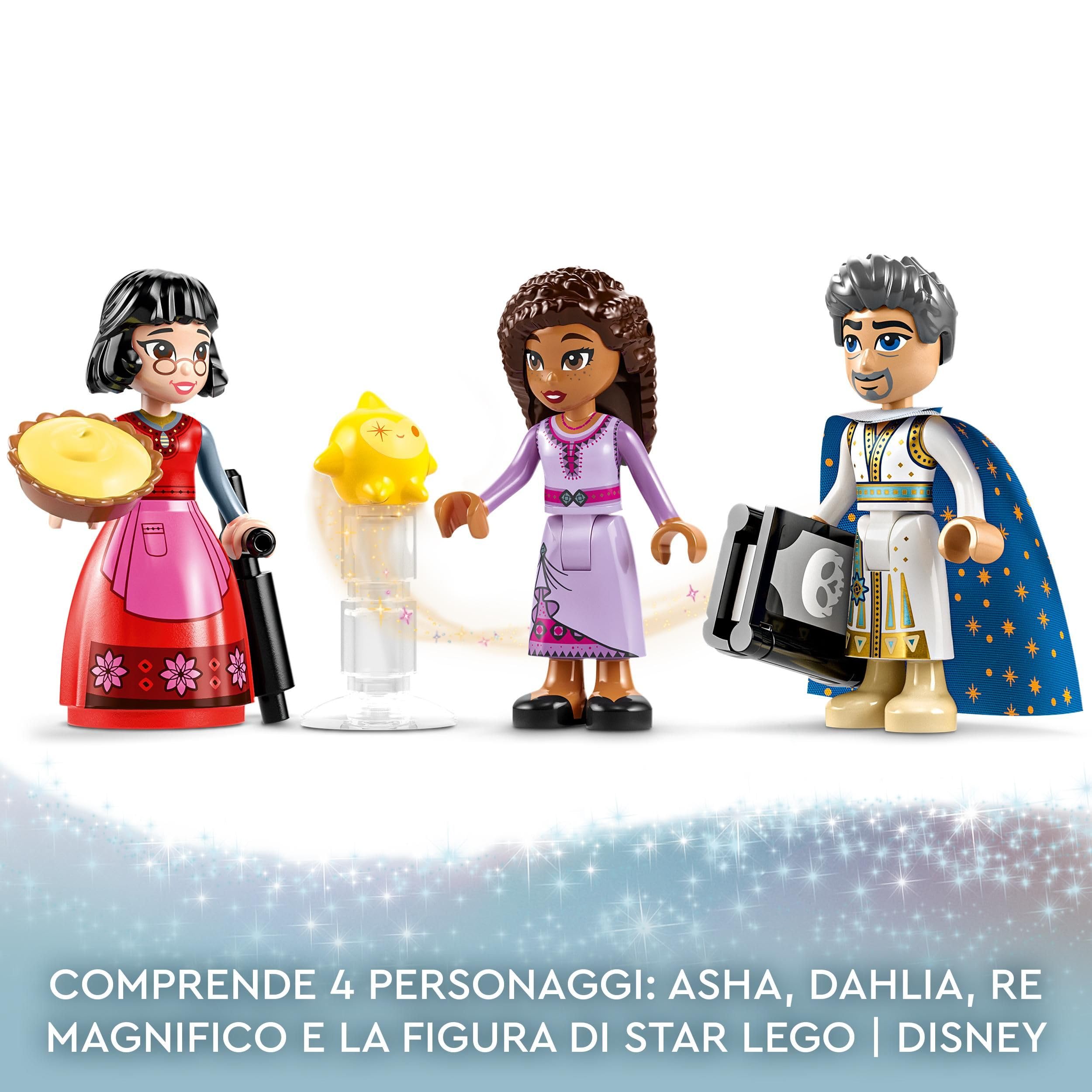 LEGO Disney Wish Il Castello di Re Magnifico, Gioco da Costruire dal Film Wish con le Mini Bamboline di Asha, Dahlia e Re Magnifico più la Figura di Star, Regalo di Natale per Bambine e Bambini 43224