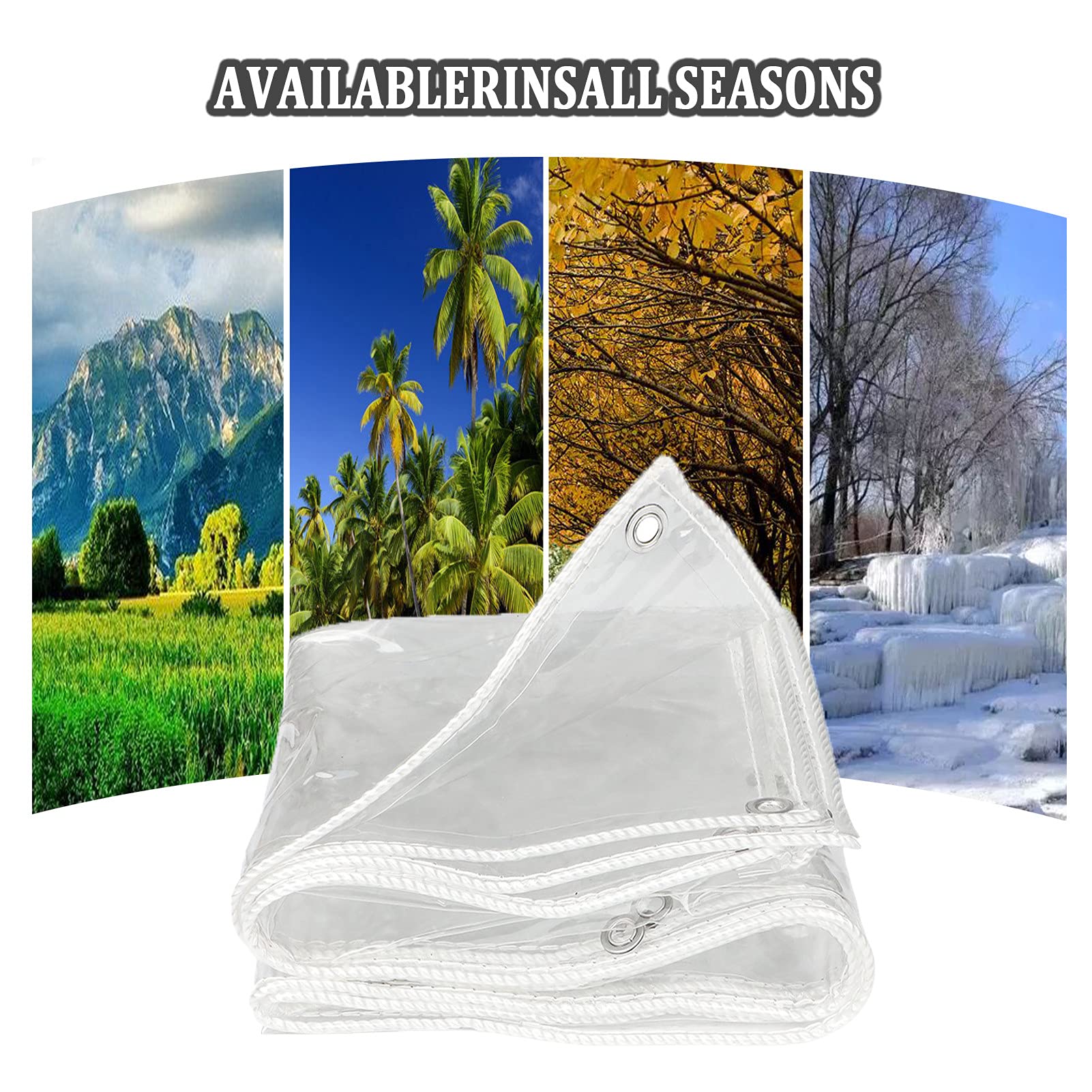 Bâche Imperméable, 400g/m² Bâche Transparente PVC Robuste avec Oeillets, Isolation Anti-Âge Verre Souple, pour Meubles de Jardin/Bûches de Bois/Extérieur/Camping,5x5m/16.4x16.4ft