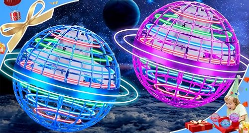 Paquete de 2 bolas de orbe volador, mini dron mágico controlado a mano, juguete de bola flotante, juguete galáctico Fidget Spinner Orb volador,