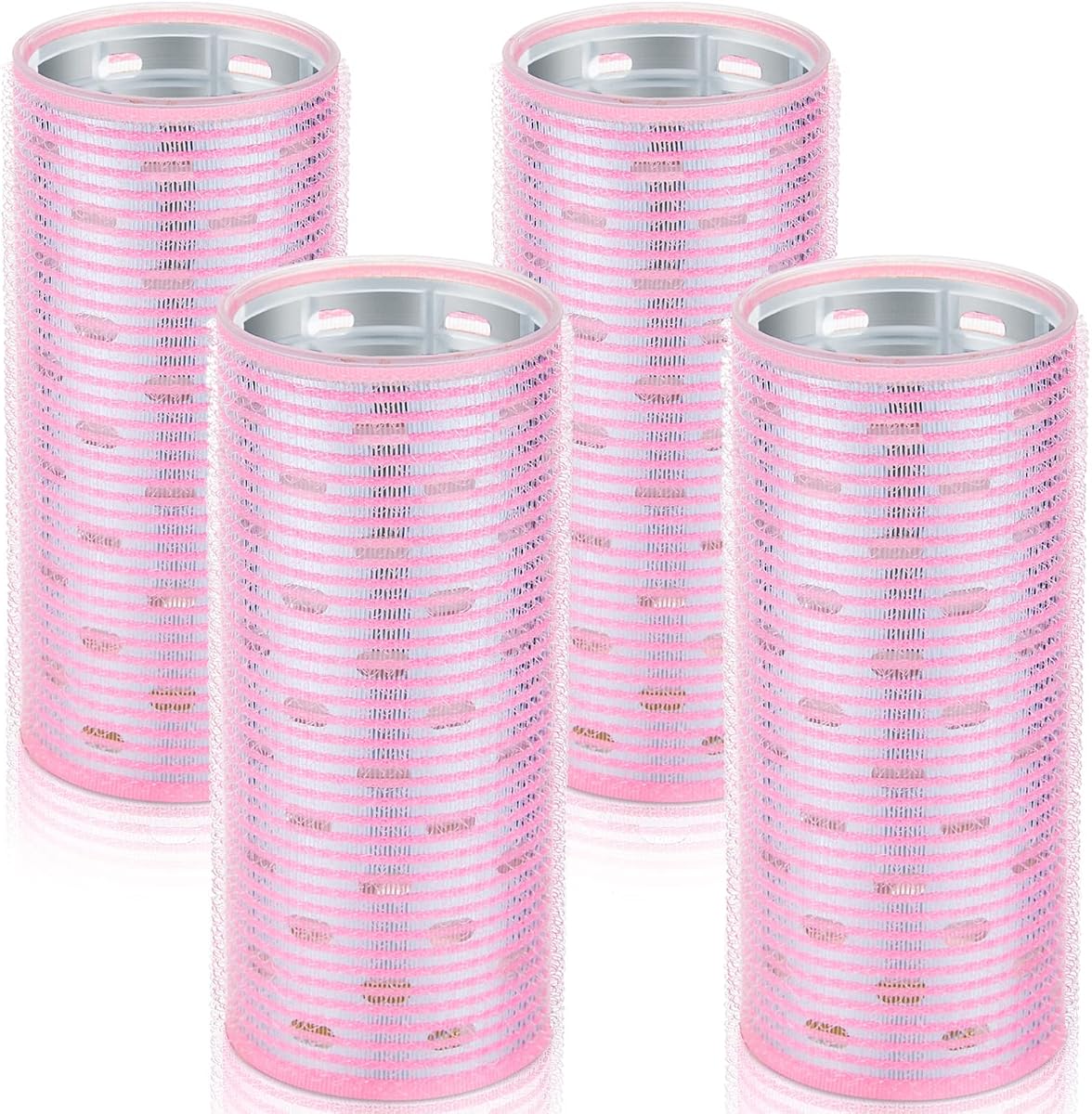 WILLBOND 4 rulos de pelo largo para flequillo, 4,7 x 2 pulgadas, rosa claro | Núcleo de aluminio con autoagarre para peinado térmico, diseño sin clip, rizadores grandes para volumen, para peinados de mujeres largas y medianas