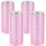 WILLBOND 4 Pcs Long Hair Rollers for Bangs Aluminum Core Curlers Thermal Self Grip Roller for Long and Medium Hair Women Hairstyle(4.7 x 2 Inch,Light Pink)