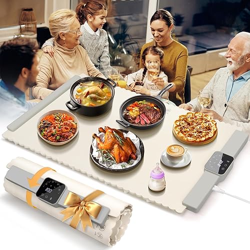 Miniatura 11 de Tapete de calentamiento para alimentos, tapete de calentamiento rápido de alimentos de superficie completa, bandeja de calentamiento eléctrica 5