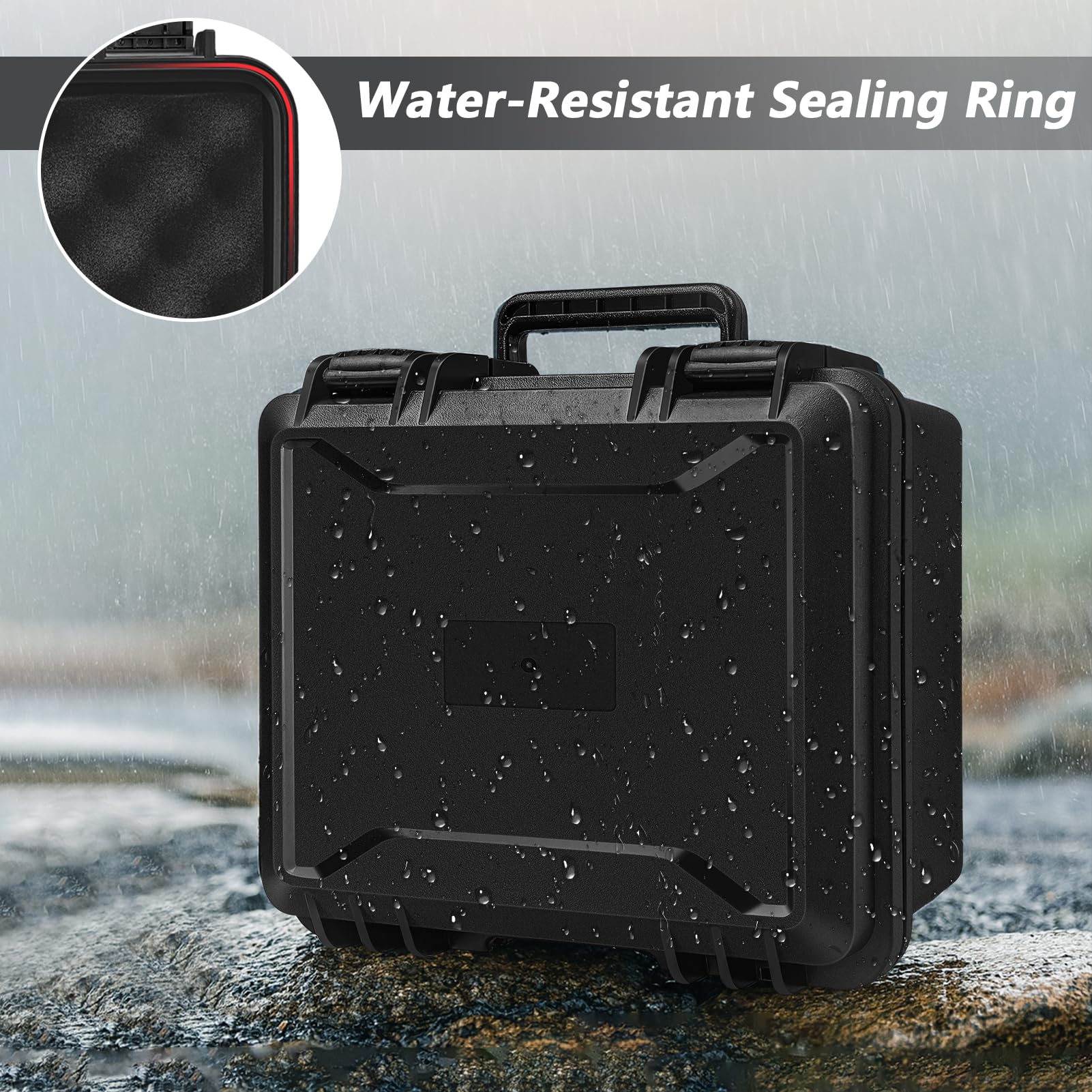 ICIMBI Funda rígida impermeable de 11 x 9 x 5 pulgadas con interior de espuma personalizable para instrumentos de prueba, cámaras compactas y herramientas