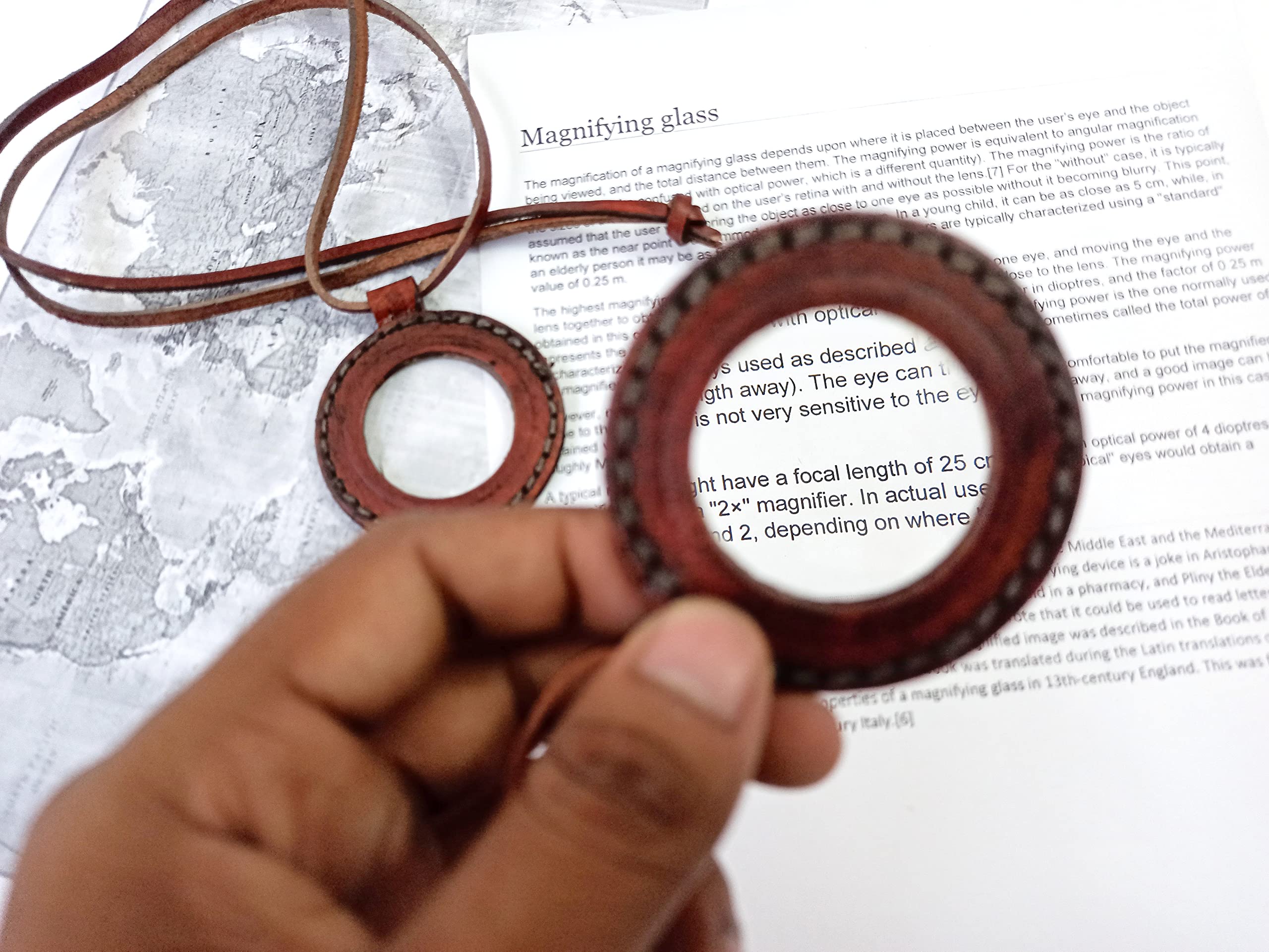 Magnifying Glass Necklace – Nautical Vintage Style Pendant with Leather Strap | Portable Magnifier for Reading, Collectibles, and Gifting