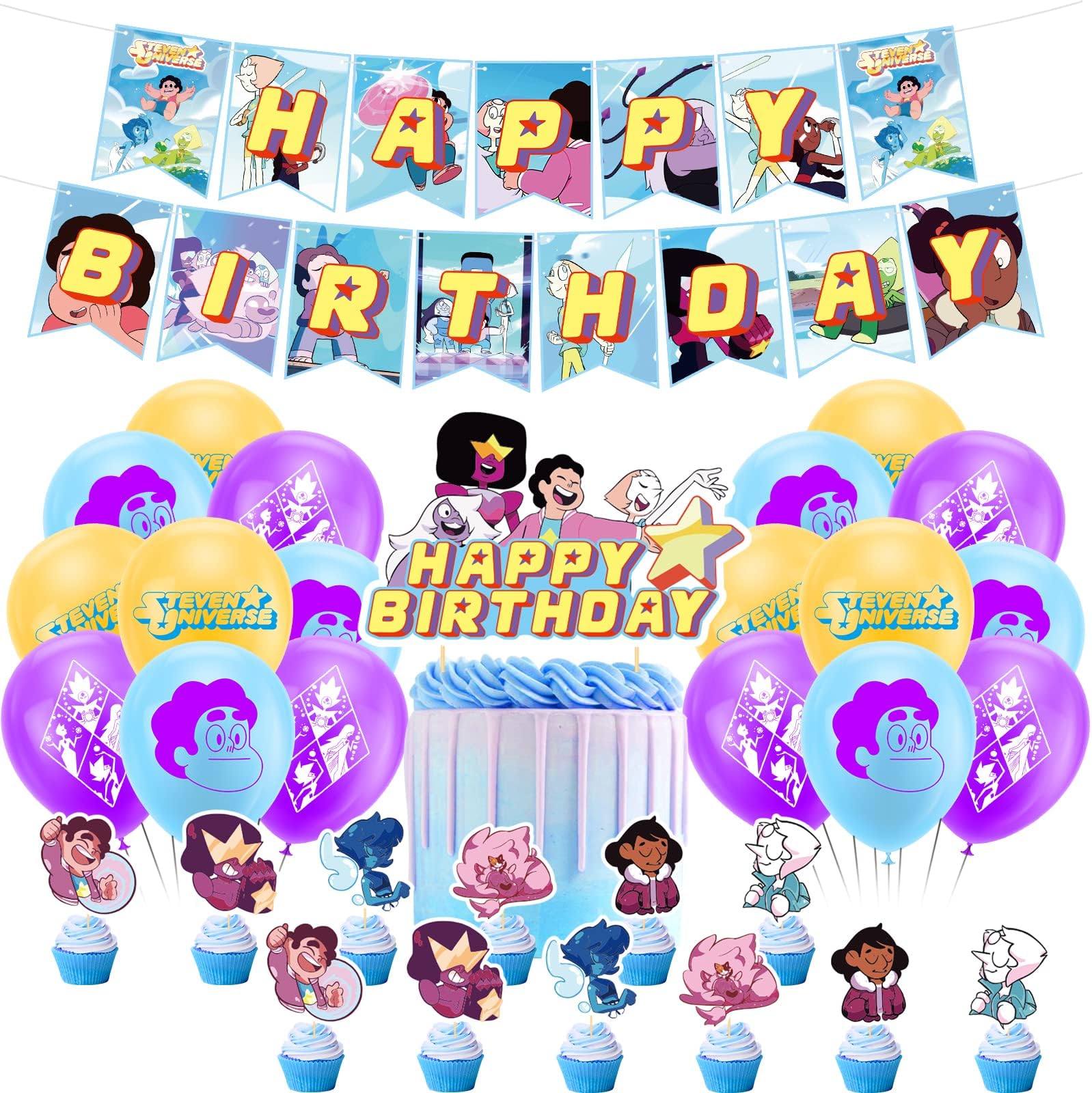 Birthday Party Happy Birthday Banner Birthday Cake Toppers Birthday Balloons Birthday Decorations