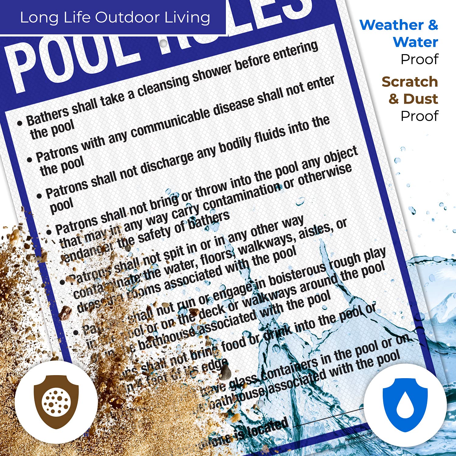 New Hampshire Pool Rules Sign, Complies with State of New Hampshire Pool Safety Code, 18x24 Inches, 3M EGP Reflective .080 Aluminum, Fade Resistant, Made in USA