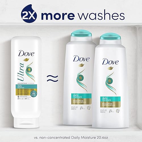 Miniatura 3 de Dove Champú concentrado de humedad ultra diario para cabello seco hidrata y suaviza en 30 segundos, tecnología Ultra-Lather y 2 veces más lavados,
