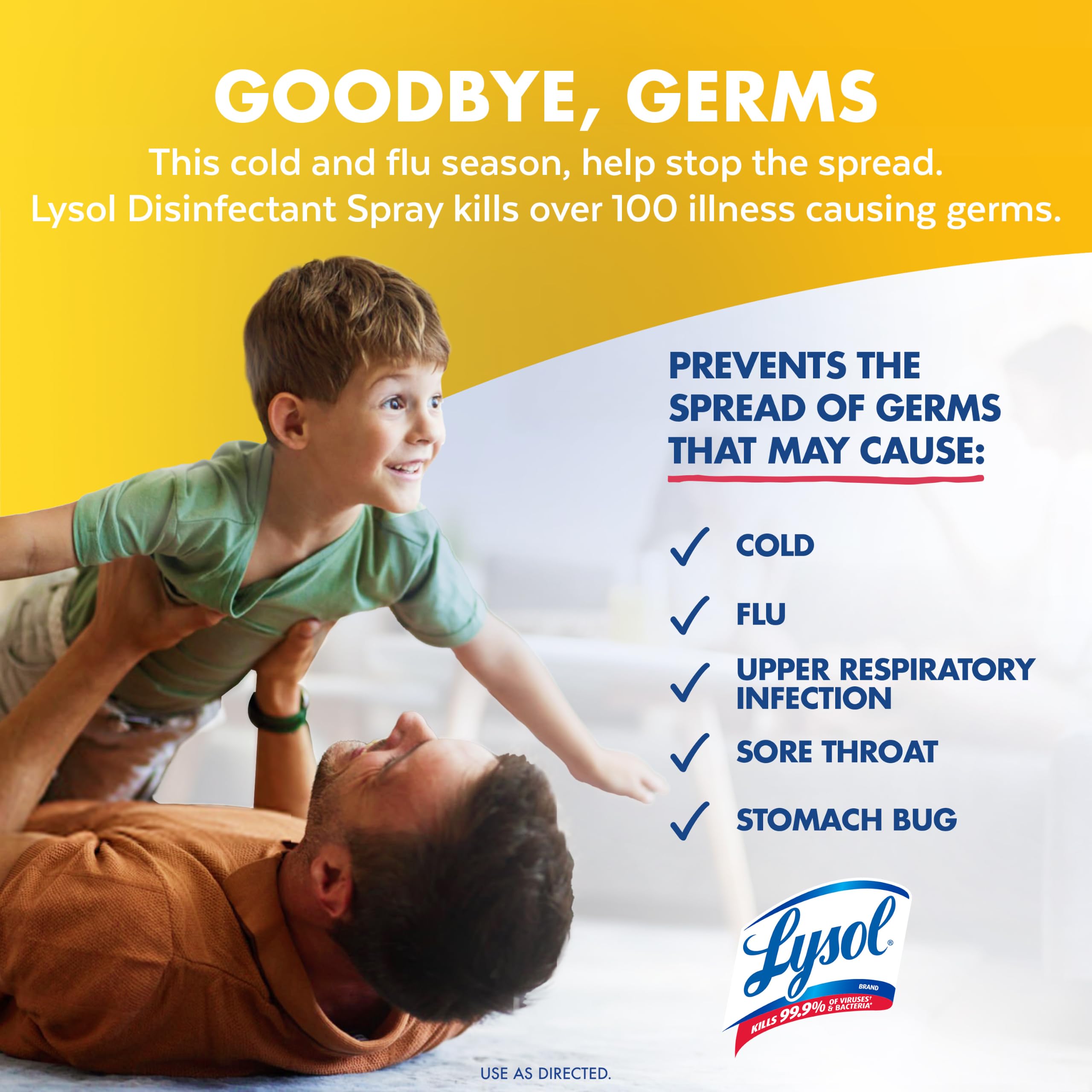 Lysol Disinfectant Spray Household Cleaning Supplies Disinfecting Multi-Purpose Room Spray Antibacterial Sanitizer Deodorizer Kills Hantavirus Lemon Breeze 12.5 Fl Oz product thumbnail 5