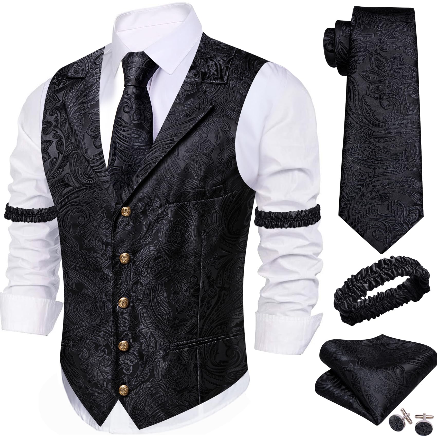 Barry.Wang Mens Silk Paisley Vest