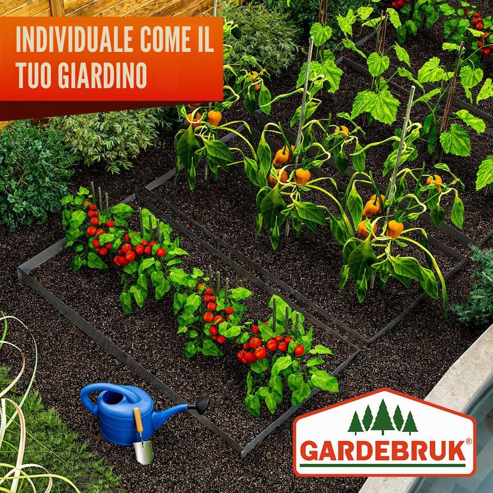 GARDEBRUK® Recinzione Prato 5m 100x14cm in Metallo Zincato Bordo Giardino Delimitazione Aiuole Bordi a Incastro