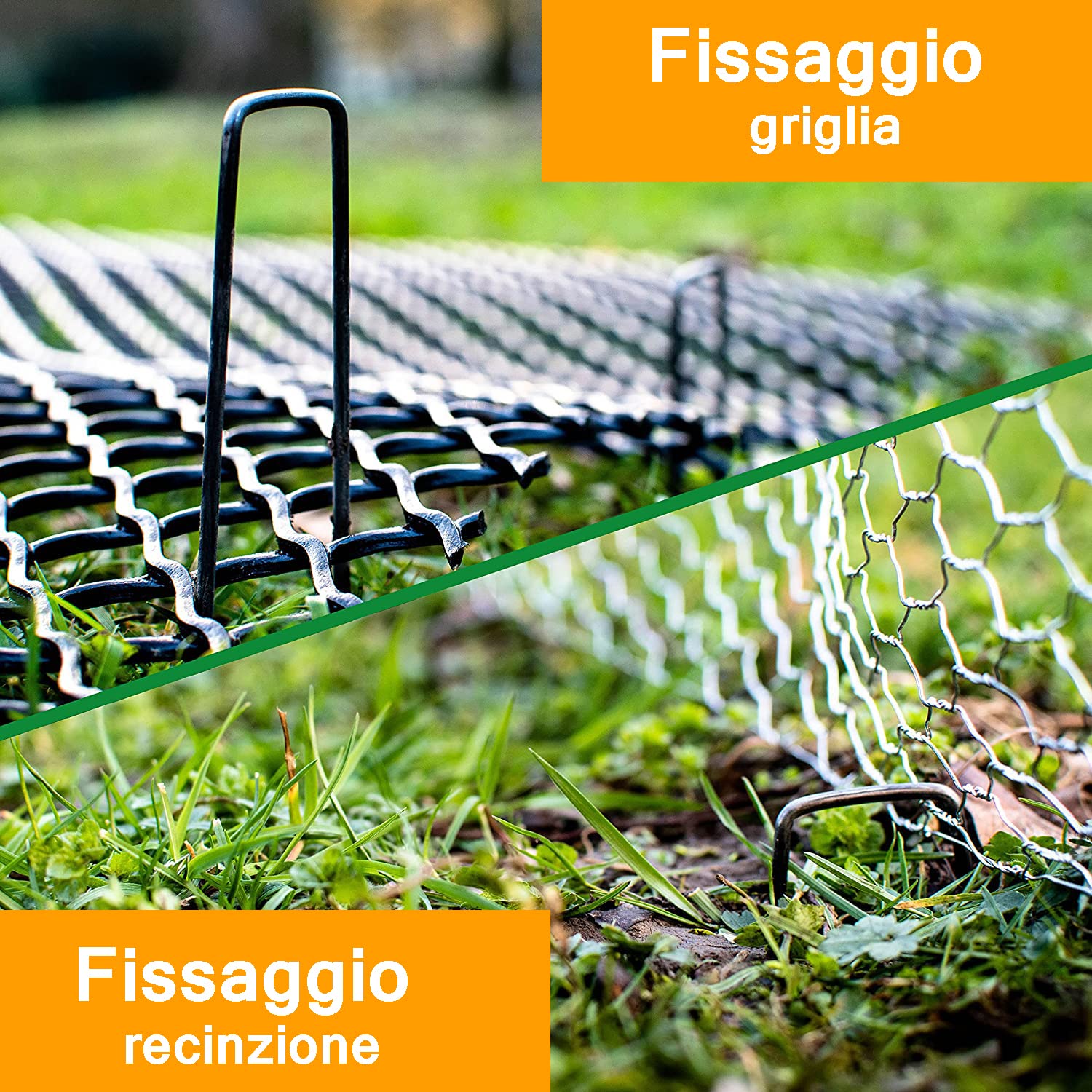 Picchetti In Robusto Acciaio Non Galvanizzato Per Fissaggio Telo Pacciamatura Recinzione Giardino Erba Sintetica Ancoraggio Prato Rete Lunghezza 150 mm, 25 mm di Larghezza, Ø 3 mm (1000 Picchetti)