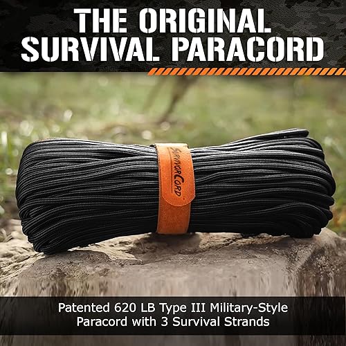 Miniatura 2 de Cordón supervivencia 550 Titan Paracord (3diámetro de 16 pulgadas) con integrada línea de pesca militar, fuego, patentado y cable trampa.