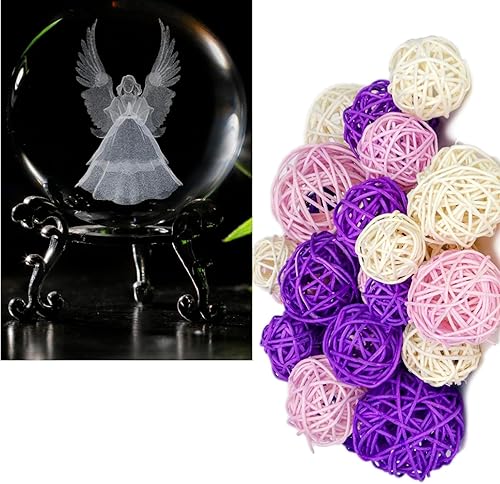 Miniatura 1 de vskikris Bola de cristal 3D para decoración del hogar, pisapapeles y mimbre bolas de ratán