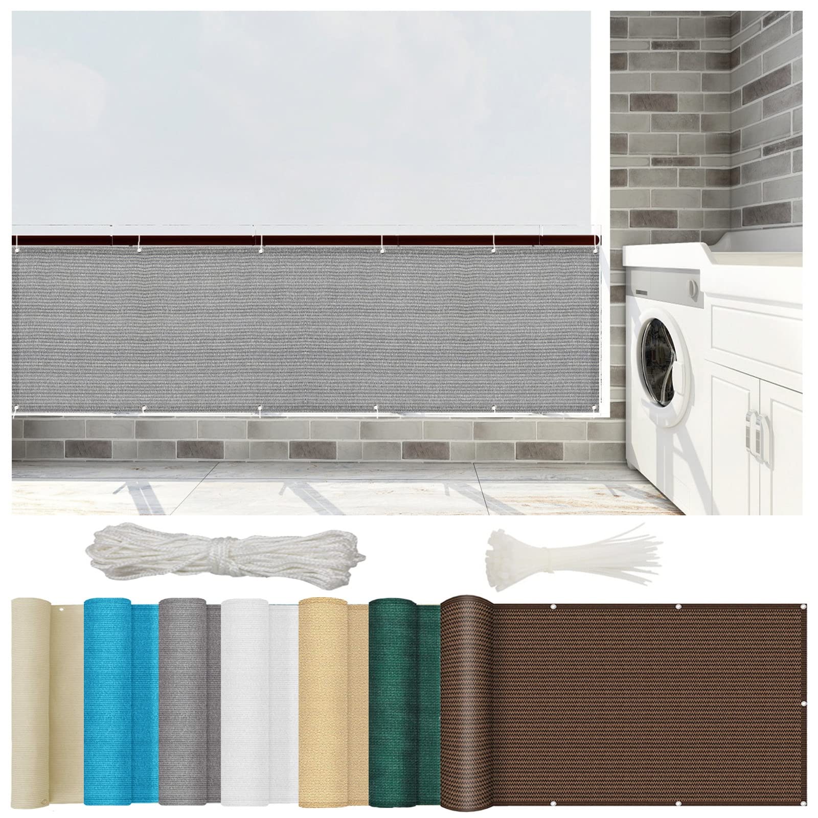 NINGBAI Balcony Protect Privacy Screens 65 x 300 cm(26 x 118inch) Sun Wind Screening, Wall Privacy Fencing, Balcony Privacy Shield Outdoor UV Sun Wind Protection HDPE for Balcony Pools, Grey — image 1