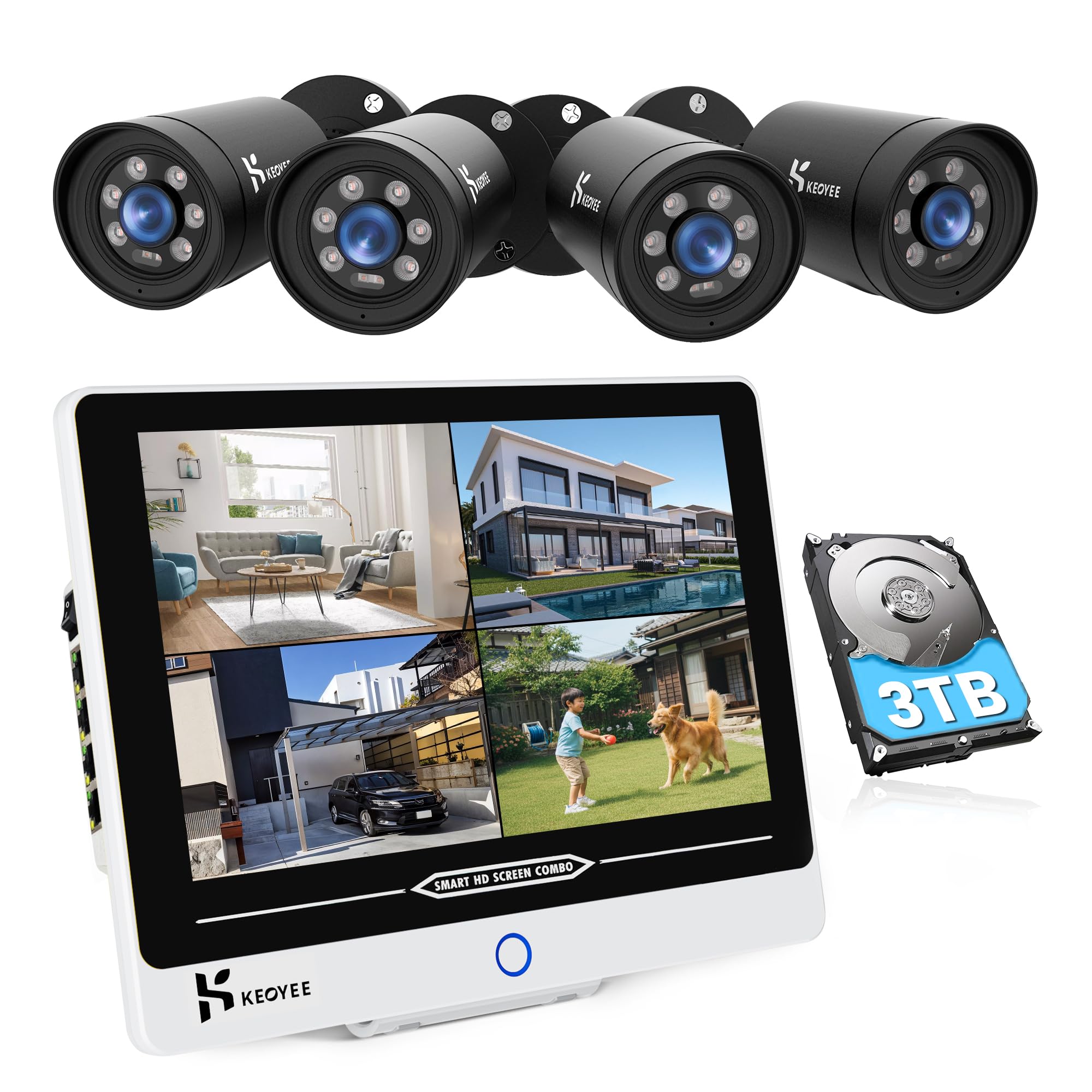 Amazon.co.jp: 【800万画素・夜間カラー撮影】KEOYEE 防犯カメラ POE