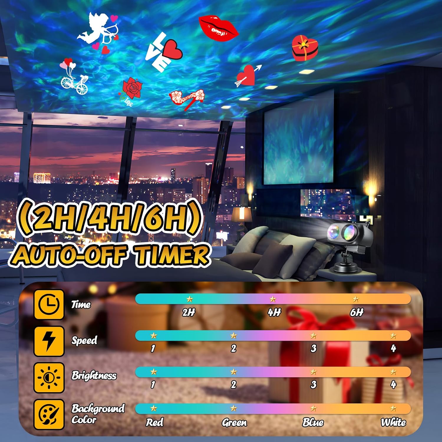 Halloween Projector Lights Outdoor, 10 Slides Pattern HD Effect Christmas Light Projector Outdoor, Christmas Projector Lights Outdoor, 3 Color Light Projector, Firefly Lights Show with Remote Control