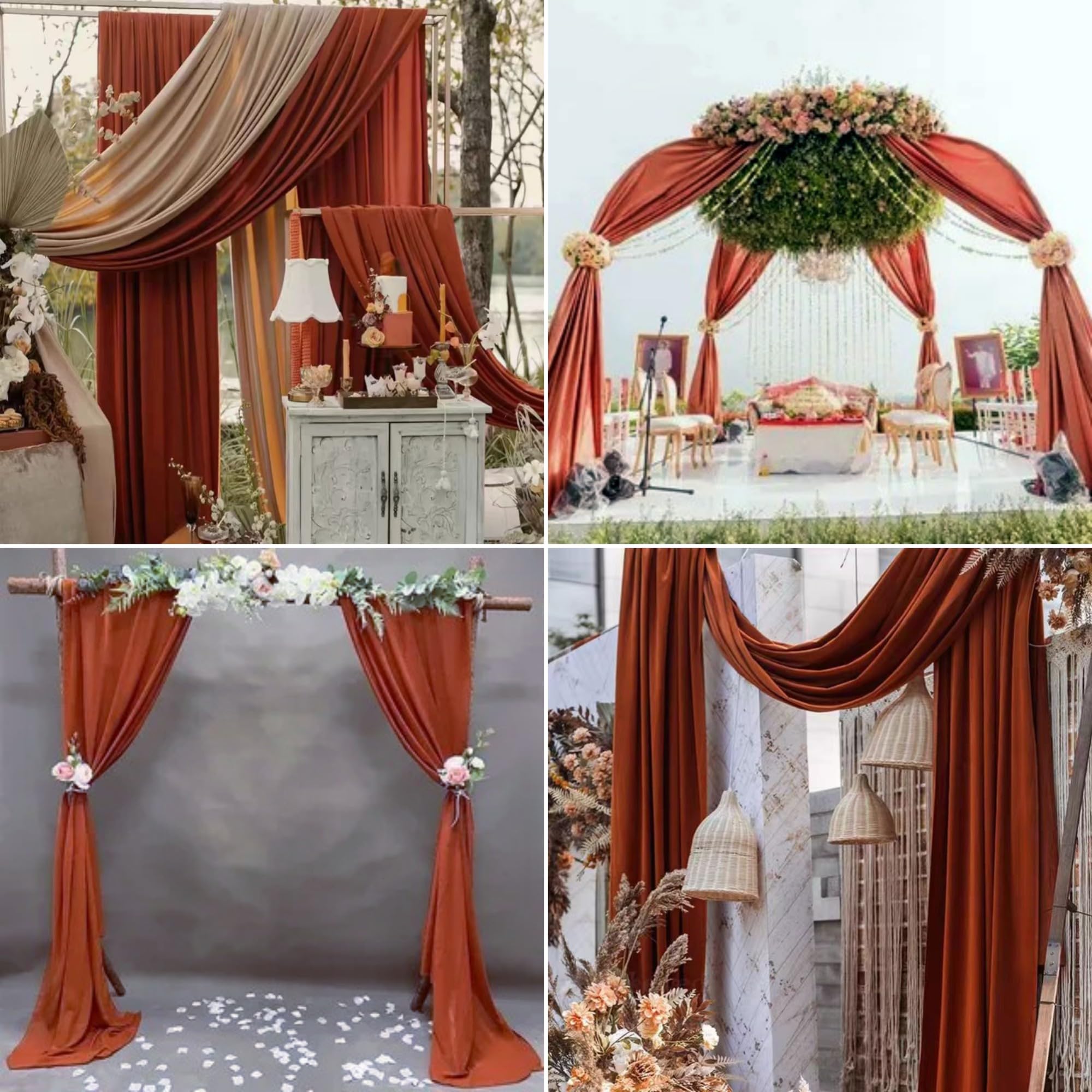 Vorhangstoff für Hochzeitsbögen, Chiffon, für Hochzeiten, 71,1 cm x 6,1 m, Chiffon-Stoff, durchscheinender Hintergrund, Vorhang für Hochzeit, Party, Zeremonie, Geburtstag, Empfang, Hintergrund