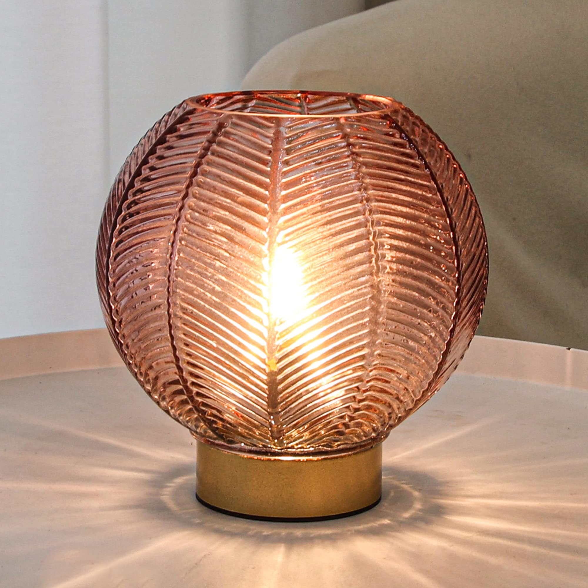 Battery Powered Table Lamp, Red - Modern Glass, Cordless, Battery Operated, Timer, Waterproof