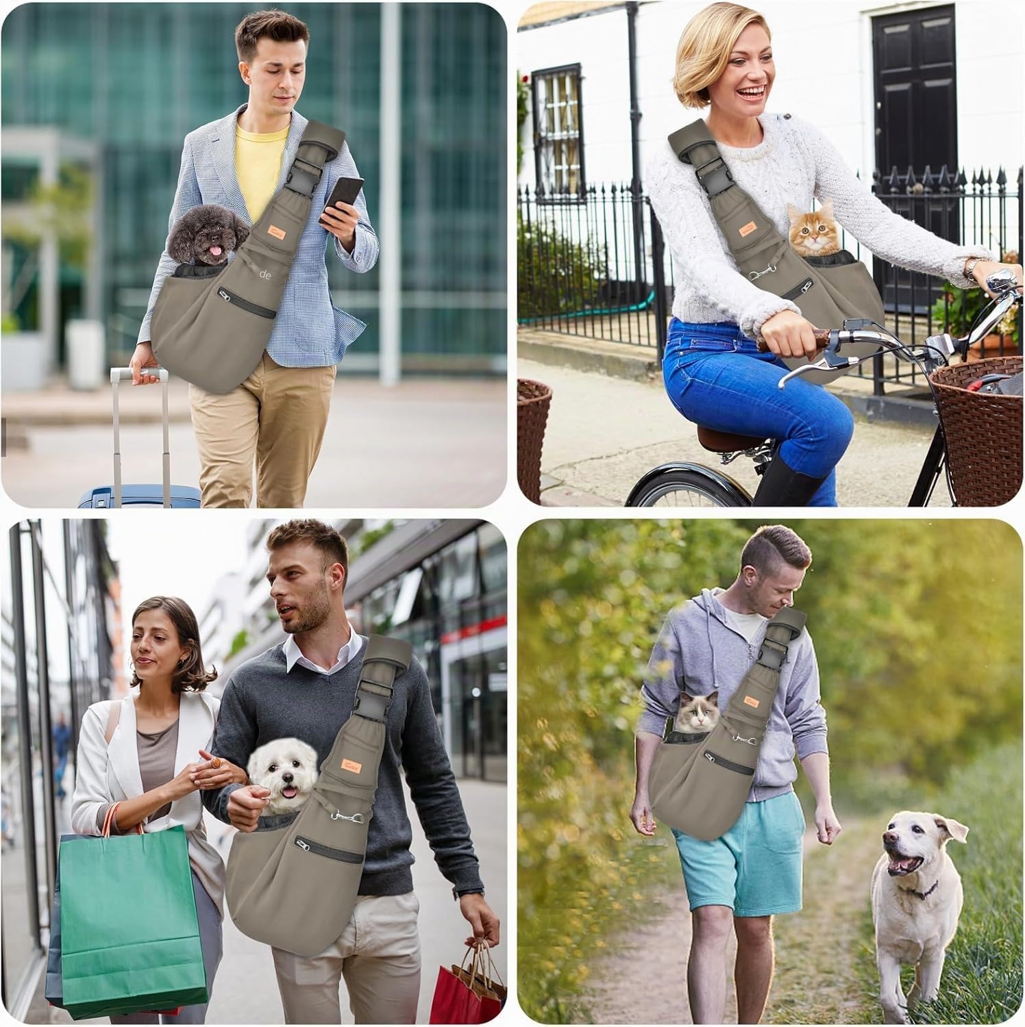 CUBY Sac de transport pour chiot, réglable et réversible pour chiens de petite et moyenne taille, mains libres, bandoulière de protection avec ceinture de sécurité, poche zippée, tapis inférieur