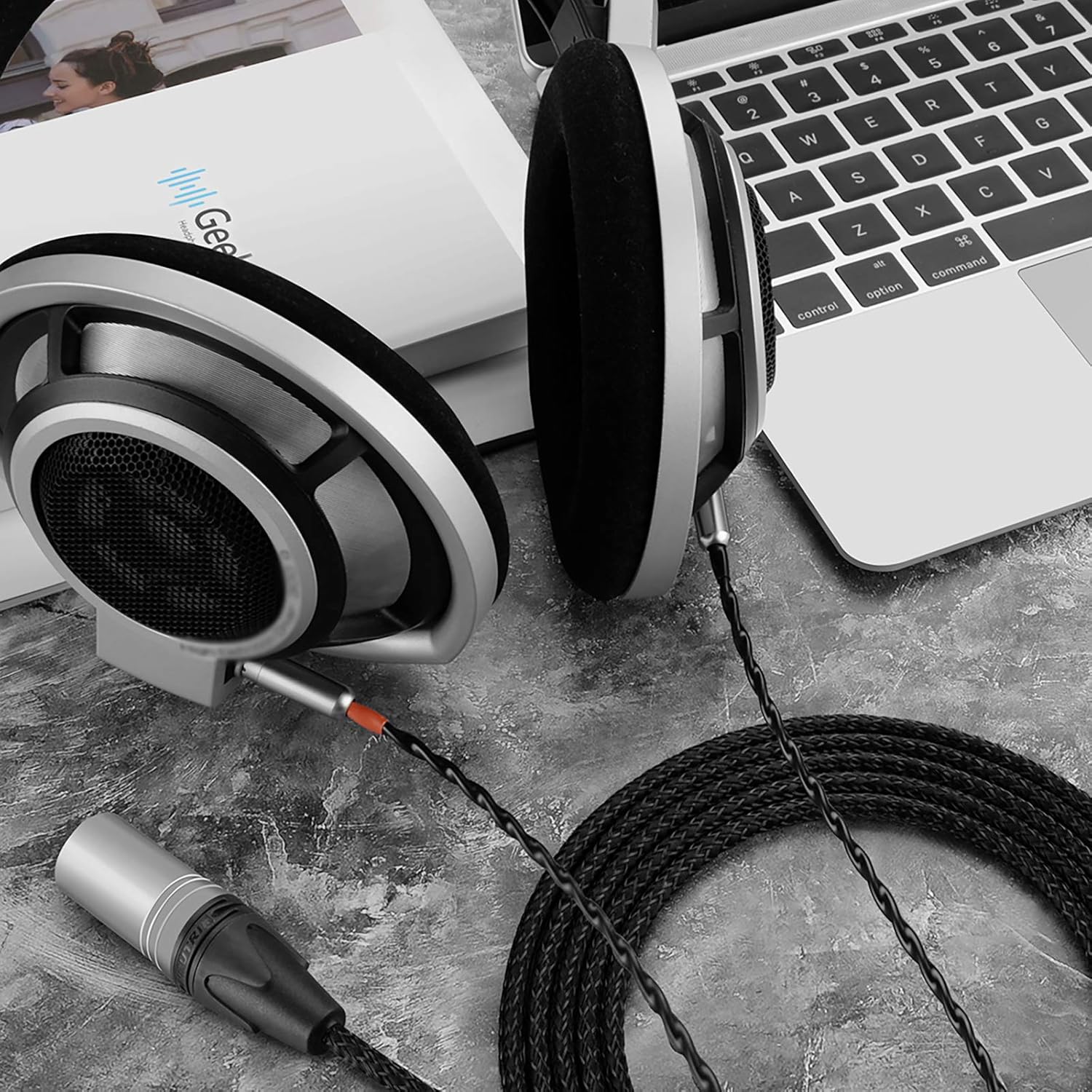 GEEKRIA Apollo 6N OCC Upgrade Audio Cable Compatible with Sennheiser HD 820, HD 800S, HD 800 Headphones, Replacement Balanced Headphones Cord for Hi-Res Audiophile, HiFi Headset (10ft/3m)