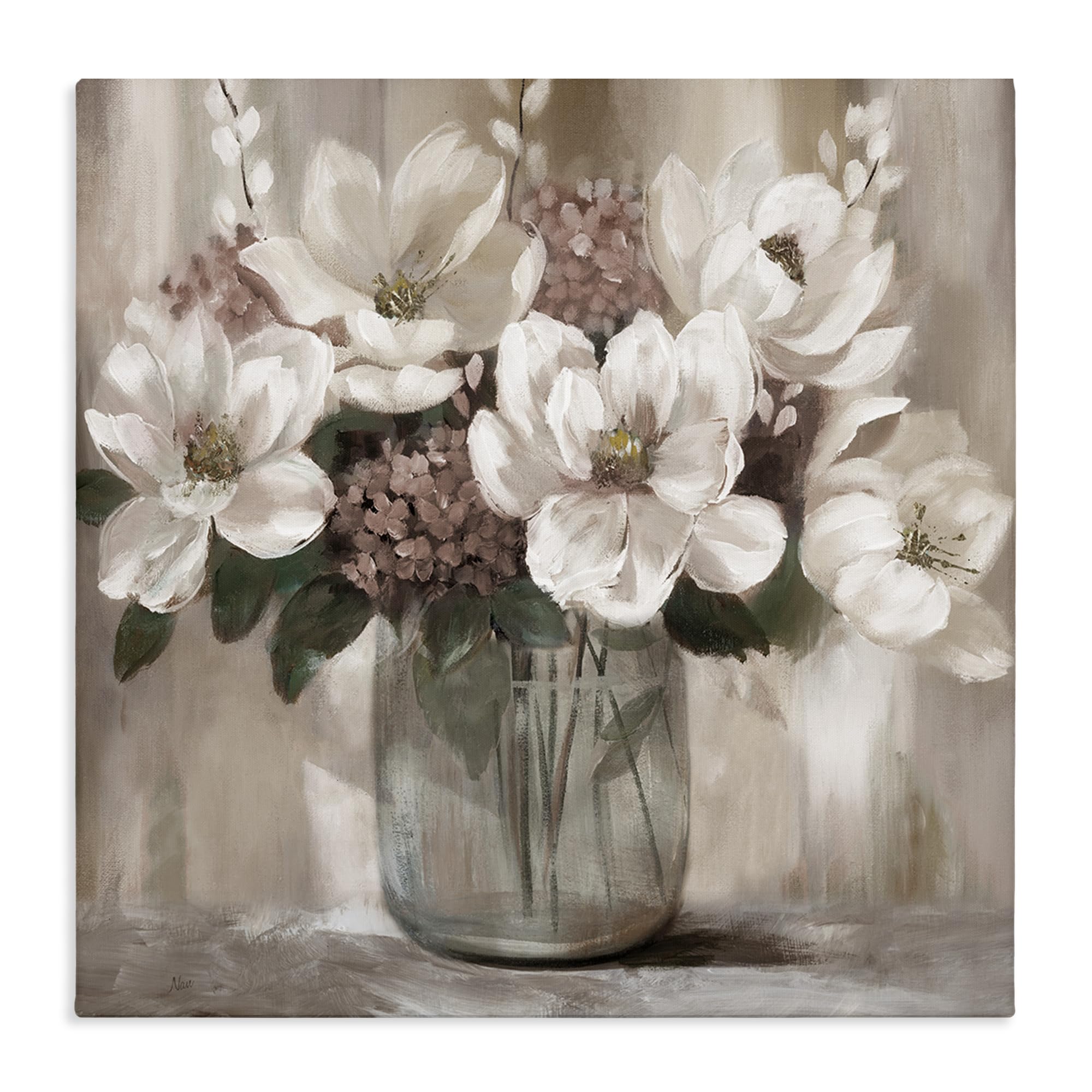 'Ivory Magnolias Vase'| Canvas Art
