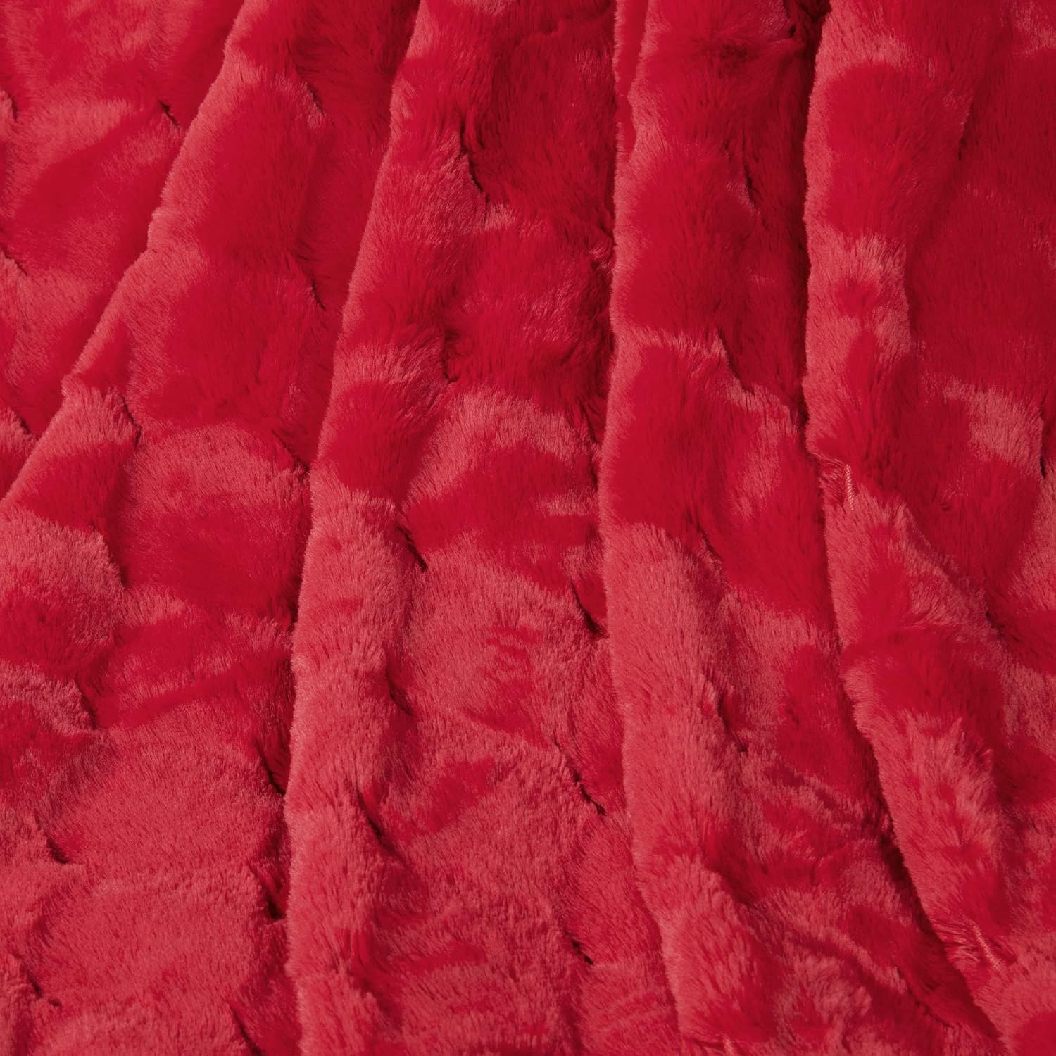 Jacquard Rabbit Faux Fur Luxury Plush Textured Throw Blankets with Micromink Back, Soft Warm Cozy Fluffy Fuzzy Throw for Couch Sofa Chair Bed Cover, 50" x 60", Chilli Pepper