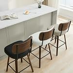 Tabourets à barres pivotantes Ensemble de 2, 26" Tabourets de bar avec pieds en bois de dos et de noyer, tabourets en cuir faux pour comptoir de cuisine, noir