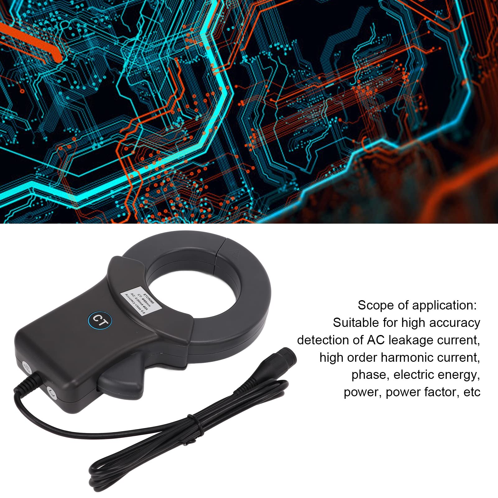 Ausla Medidor de Amperios Medidor de Corriente Abierto y Cerrado con Núcleo Permalloy Blindaje de Doble Capa 0.00 MA A 60 A 45 Hz A 100 KHz para Electricistas Registro de Datos de Control Industrial
