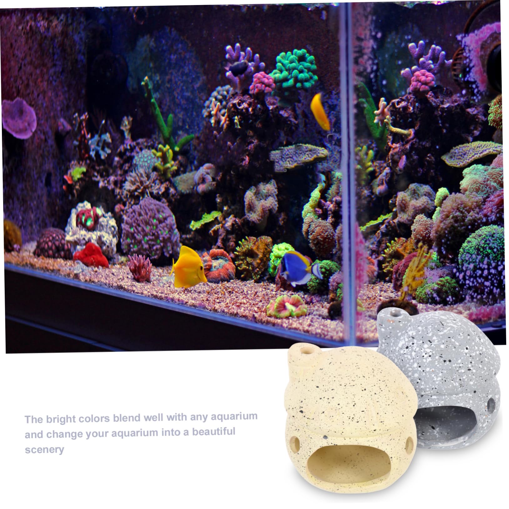 POPETPOP 3 Juegos Olla De Barro del Tanque De Peces Adornos Paisajismo Cueva De Peces Decoración Pecera Decoración De Pecera Peceras Olla De Barro De Pescado Cueva del Acuario 2 Piezas * 3