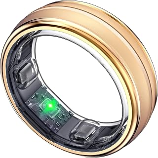 Smart Ring for Women & Men - Titanium Fitness Ring with Heart Rate, Sleep, Step & SpO2 Monitor, Stress & HRV Tracking, 7-Day Battery, 5ATM Waterproof — No Subscription, Works with iPhone & Android-A