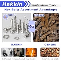 Vista 9 de Hakkin Tornillos hexagonales de 3/8 pulgadas, 60 piezas surtidos de tornillos y pernos de madera surtidos de 1-1/2 pulgadas 2 pulgadas 2 1/2