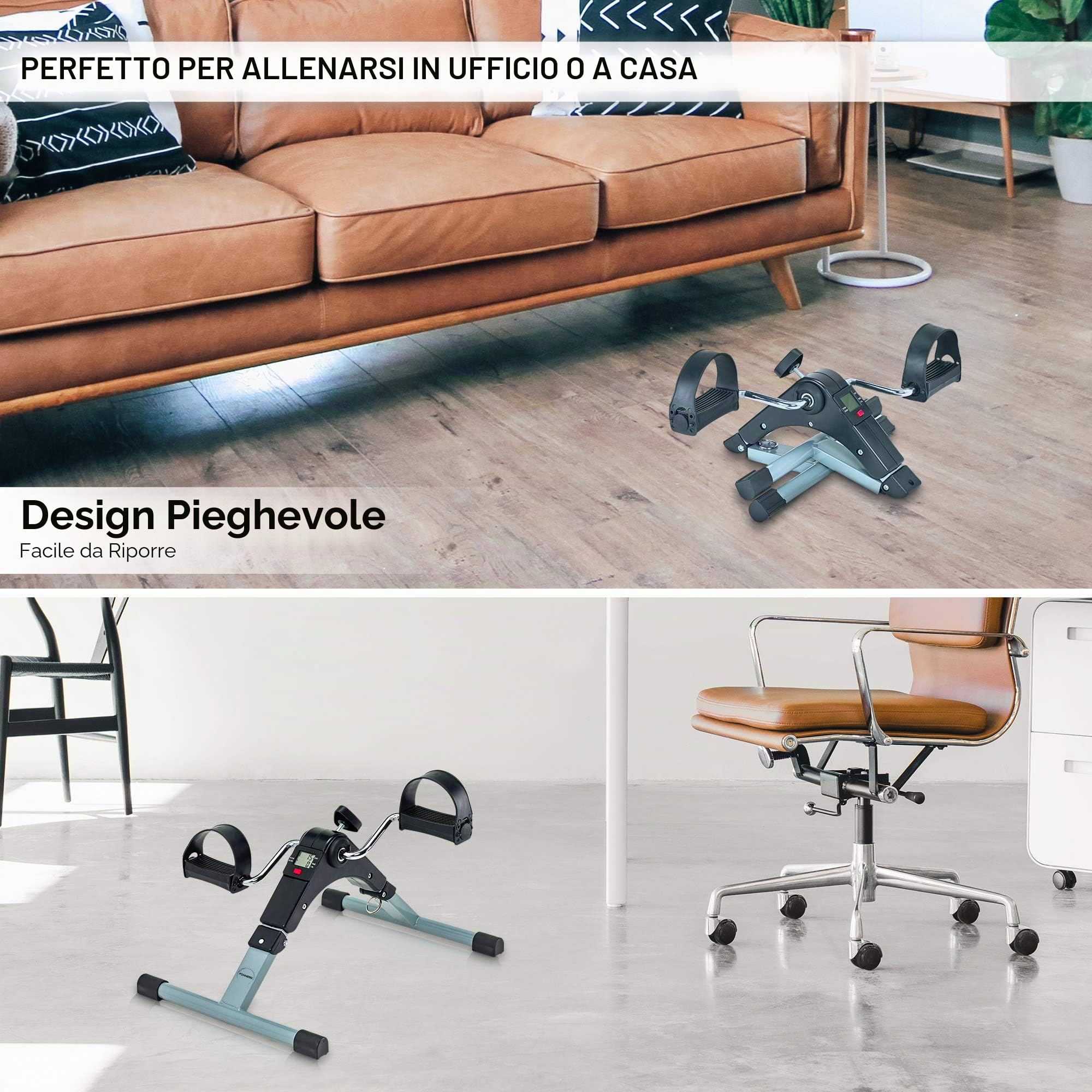 Cyclette da Casa per Allenamento di Gambe e Braccia, Pedaliera Cyclette Fitness, Pedaliera Regolabile Digitale, Pedale con LCD Display