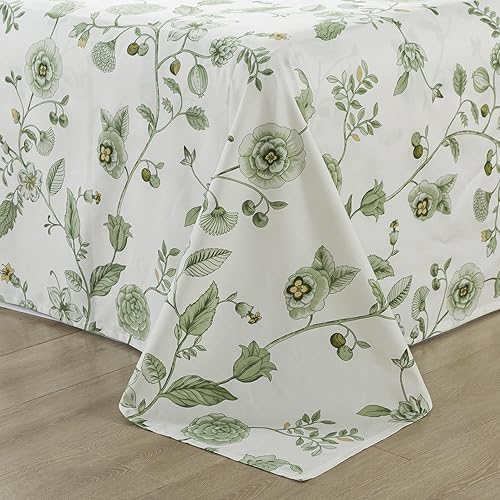 Miniatura 9 de FADFAY - Juego de sábanas de % algodón percal de 4 piezas, sábana bajera con esquinas profundas, elegante, Individual XL, estampado desgastado