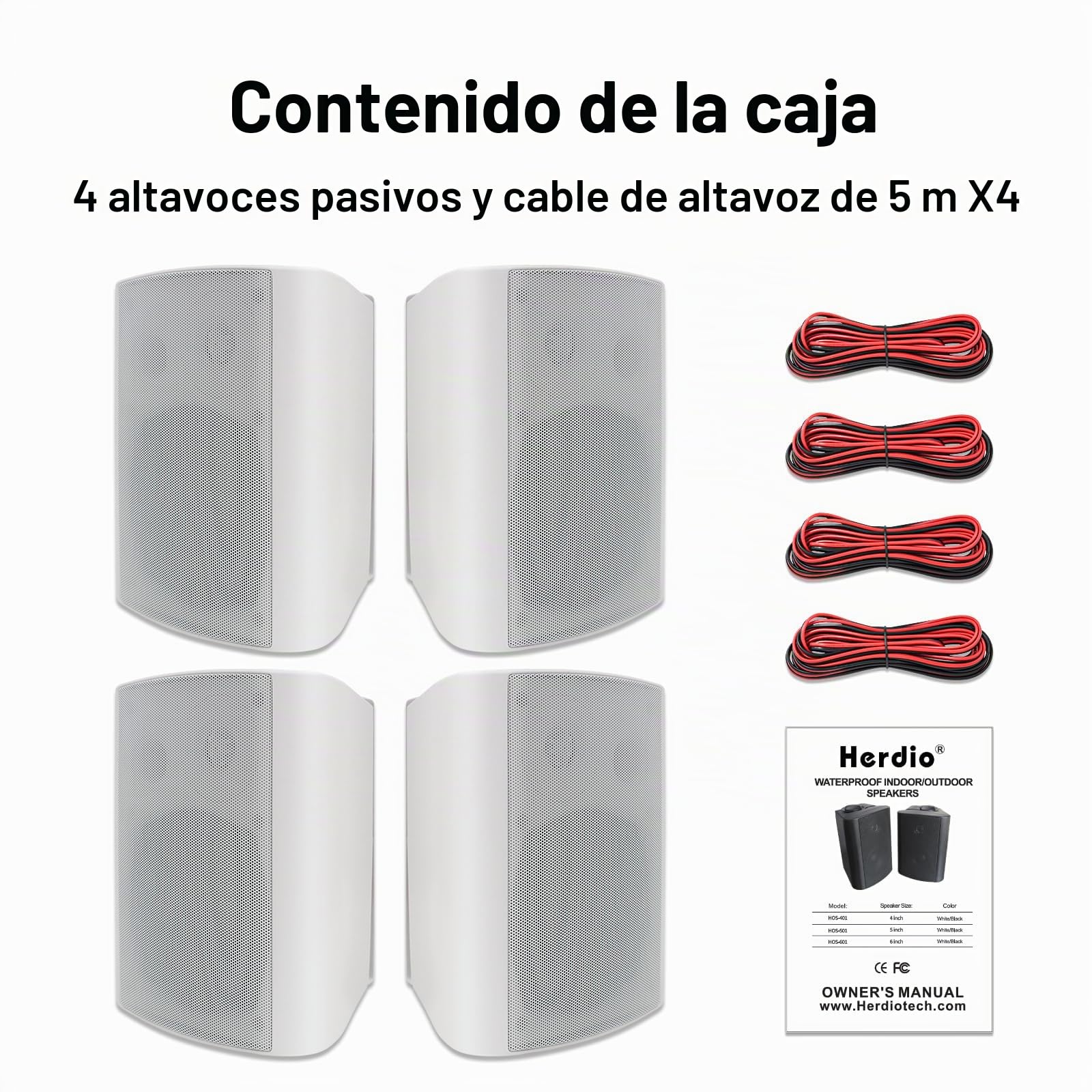 STUDIOFINIX Altavoces de Montaje en Pared de 5,25 Pulgadas, 600 W, Resistentes a la Intemperie, para Interiores y Exteriores, para Patio, Garaje, Hogar, 2 Pares (Blanco)