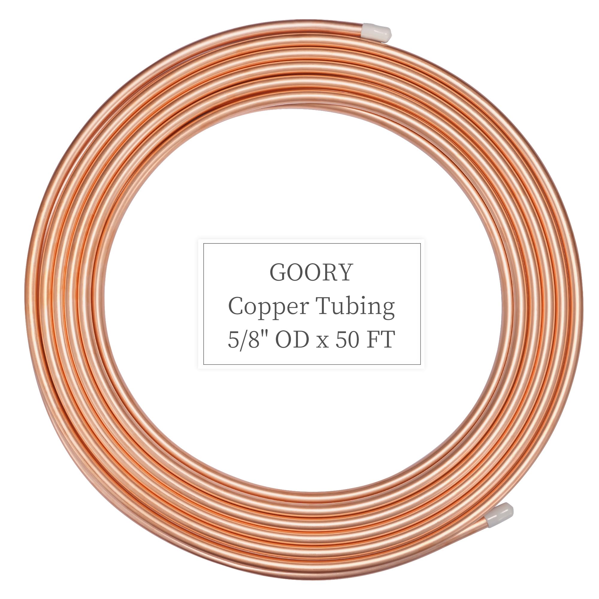 GOORY Copper Tubing 5/8" OD x 0.57" ID x 50 FT - 99.9% C12200 Pure ACR Tube - ASTM B280 Refrigeration T2 Copper Tube Soft Coil - Round Seamless Tubing for HVAC System Refrigerator Industry DIY