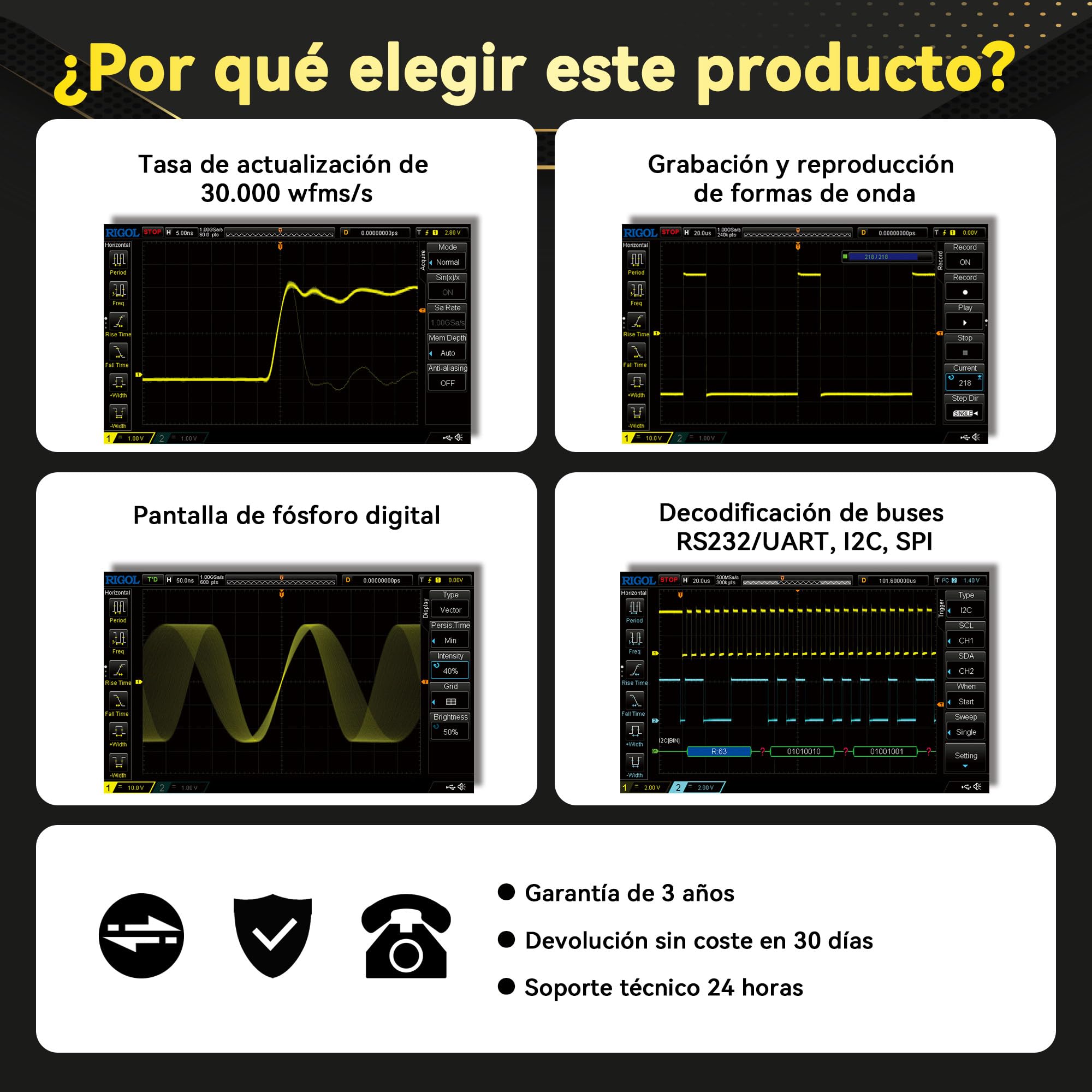 RIGOL Osciloscopio,DS1202Z-E Osciloscopio Digital,200 MHz,2 canales+EXT,pantalla de fósforo HD de 7 pulgadas,Alta relación calidad-precio,ideal para I+D,mantenimiento y enseñanza en laboratorio