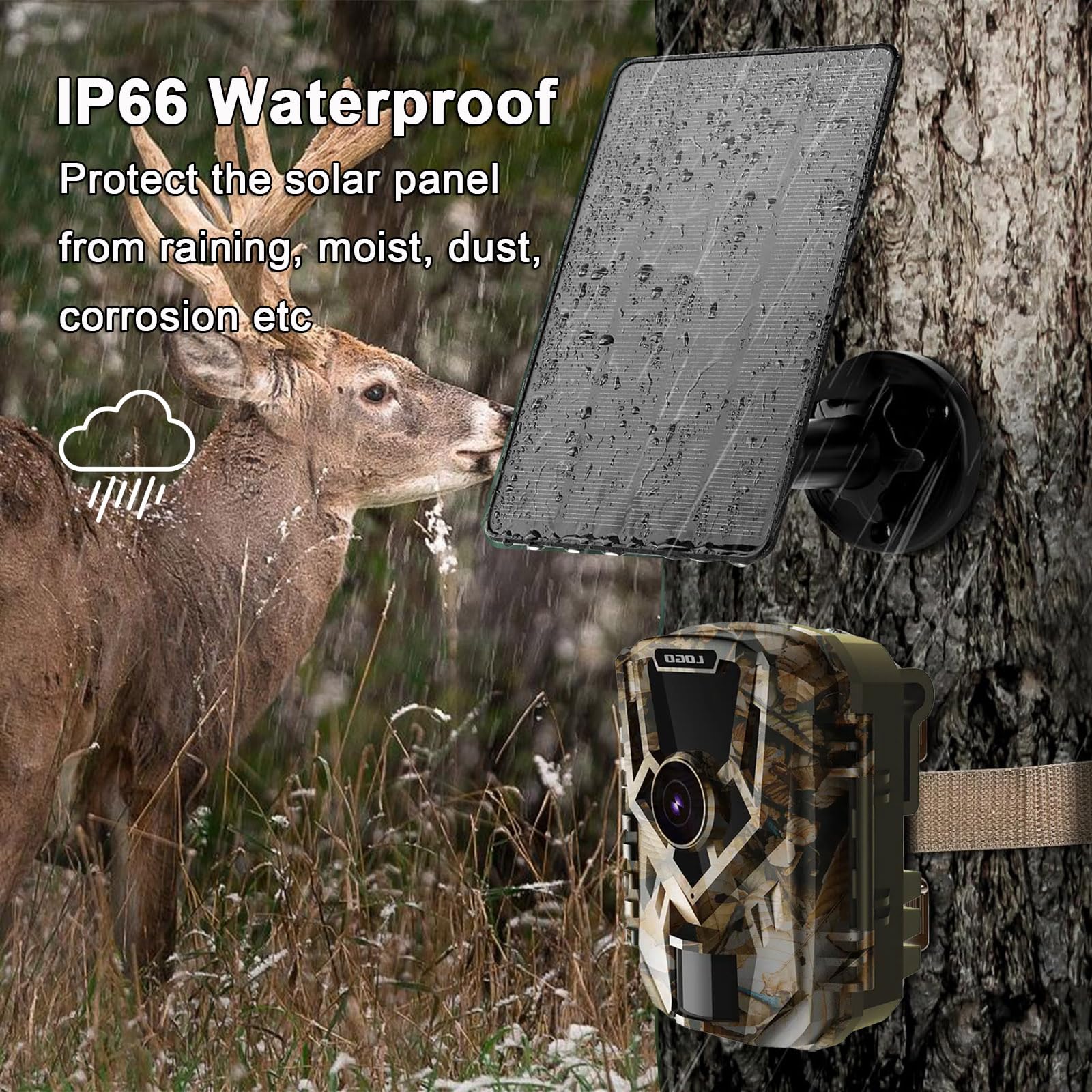 1Pack Panneau solaire 12V/1A 6V/2A avec batterie au lithium rechargeable intégrée de 4000 mAh IP66, accessoire de chasse compatible avec les caméras de jeu de chasse ou mangeoire à cerf