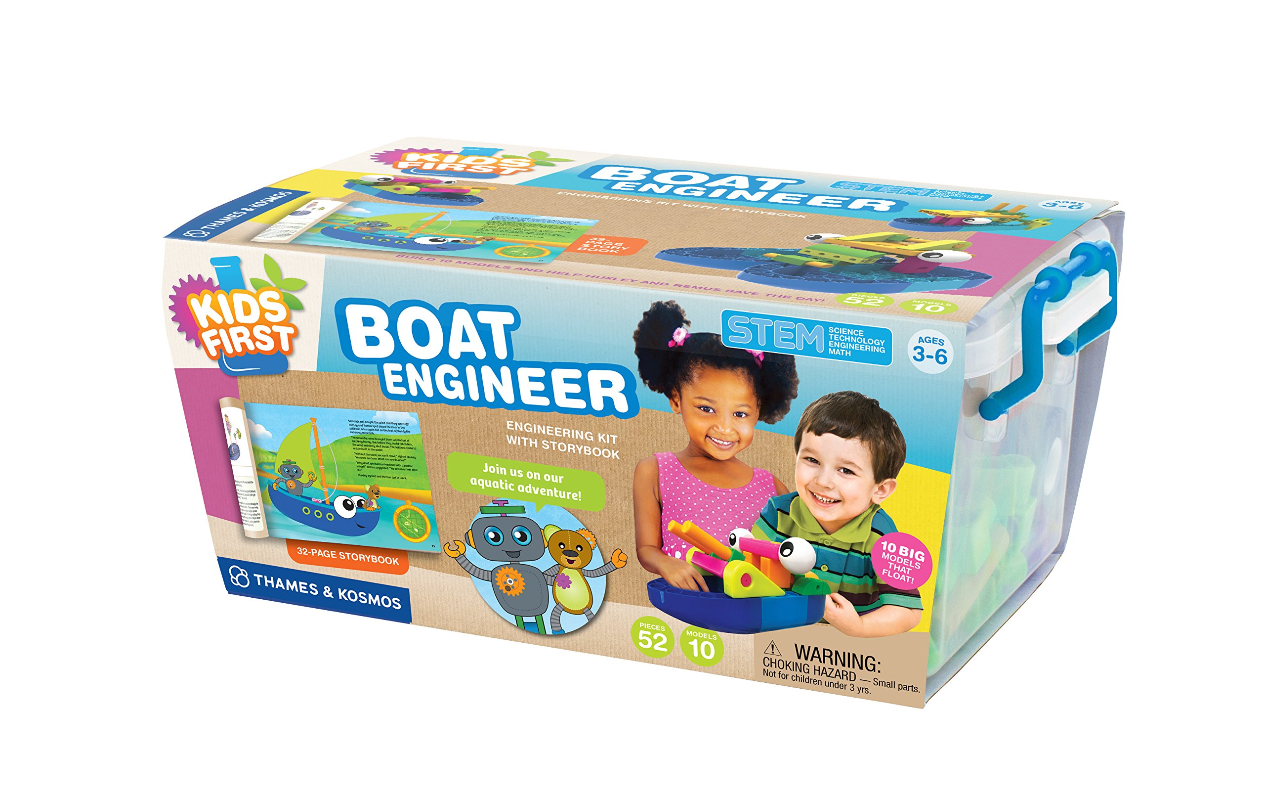 Kids First Boat Engineer STEM Experiment Kit for Young Learners, Build 10 Non-Motorized Models, Play & Learn with Storybook Manual, Parents’ Choice Gold Award Winner