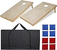 ZENY Portable Regulation Size Cornhole Set - 4x2 ft Wooden Boards, Foldable Legs, 8 Bean Bags & Carry Bag for Outdoor Games