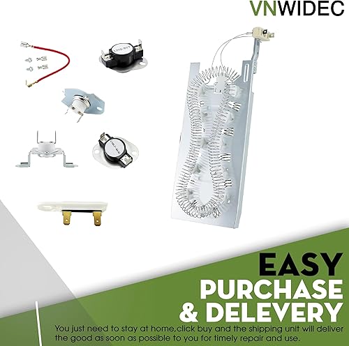 Miniatura 4 de YMED9800TK0 GEW9250PL0 GEW9250PL1 MEDC700VW0 WED5550XW0 GEW9200LW0 Kit de elementos calefactores de repuesto para secadora Whirlpool incluye
