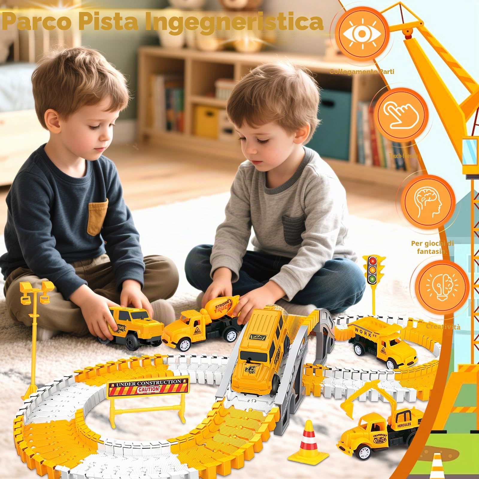 Pista Macchinine, 280 Pezzi Pista Auto Flessibile con 6 Auto Giocattolo, Piste da Corsa per Bambinis, Regalo di Compleanno per Bambini, Macchina per Bambini Regalo Bambino 3-8 Anni