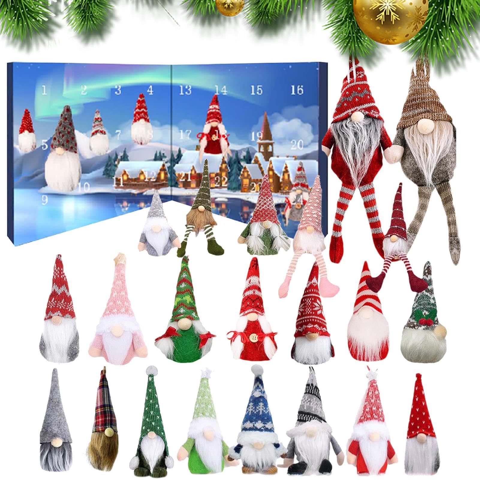 Calendario 'Avvento natalizio 2024, calendario per conto alla rovescia di Natale, calendario per conto alla rovescia di Halloween, piccolo gnomo, ornamenti per la casa per feste natalizie per | Conto Alla Rovescia Di 24 Giorni A Natale Calendario Dei Gnom