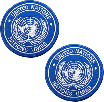 United Nations UN Emblem Logo Embroidered Patch, 2 Pack USA UN International Flag Tactical Morale Military Decoration Patches Badges Appliques with Hook and Loop Backing