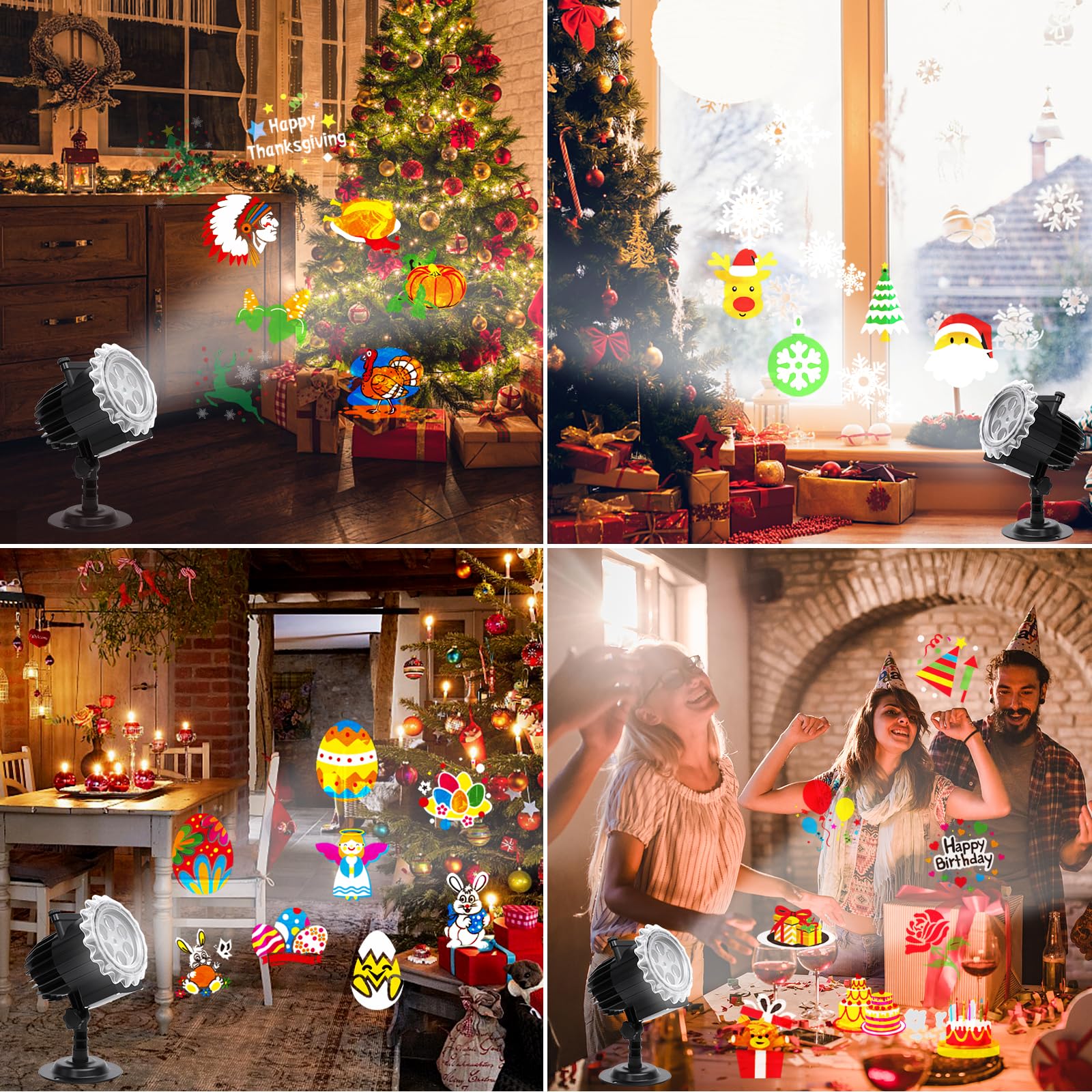 Projektor Weihnachten, LED Projektor Weihnachten Aussen Halloween Projektor Schneeflocken Projektionslampe Effektlicht 12 Muster mit Fernbedienung für Geschenke Party Weihnachten Deko