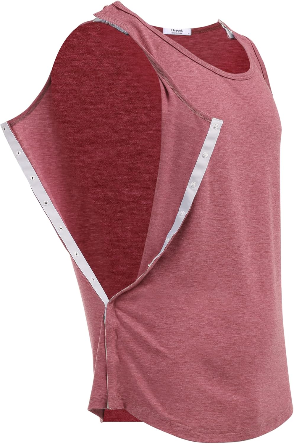 Deyeek Unisex Shoulder Snap-Access Tank Tops Post Surgery Shirts Tear Away Chemo Shirt Clothes After Rotator Cuff Surgery - Image 4