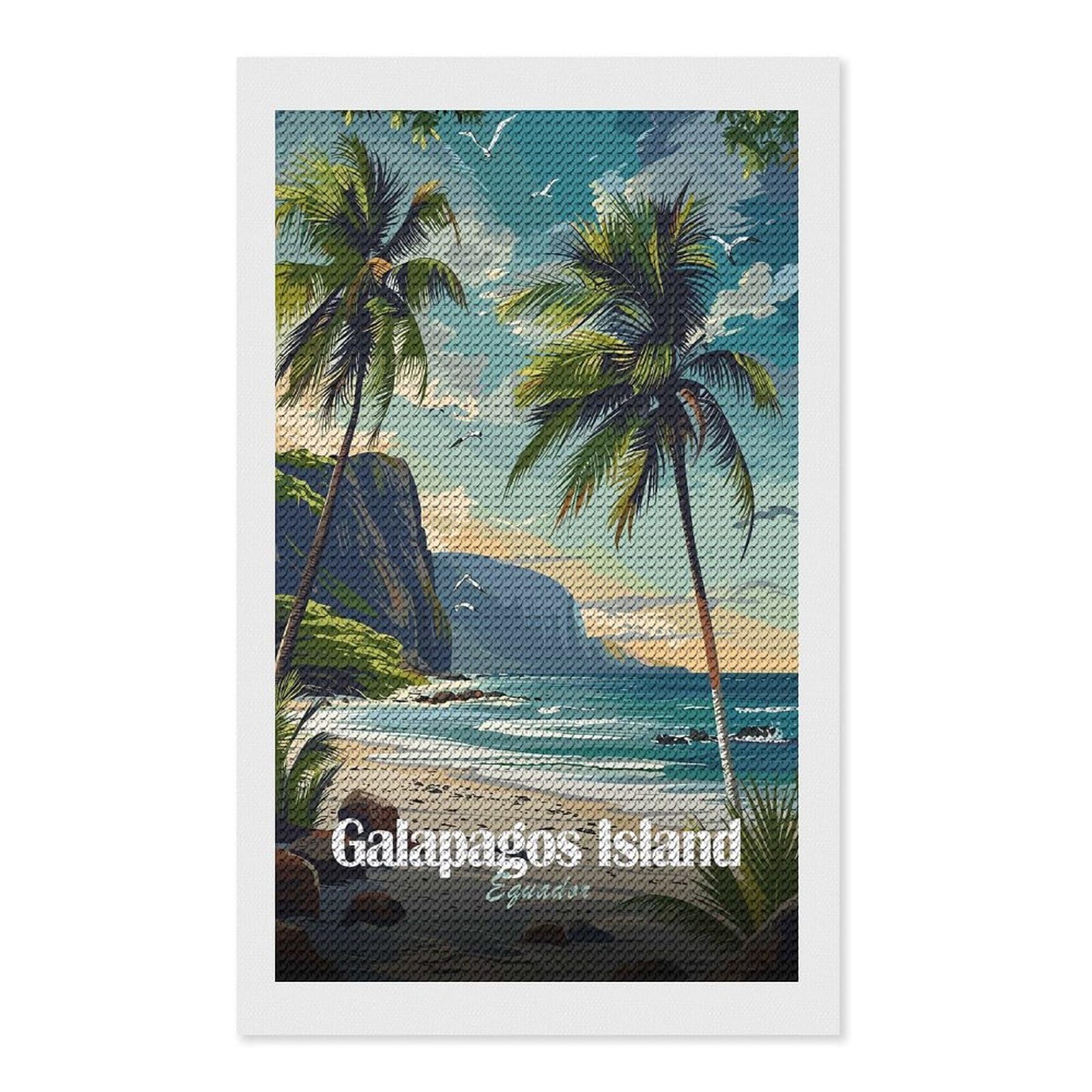 Junmoney Galapagos Island, Ecuador Diamond Painting Kit 12"x20", for Women, Simple to Start, Bedroom Decor, Christmas Gift, Good for Quiet Evenings