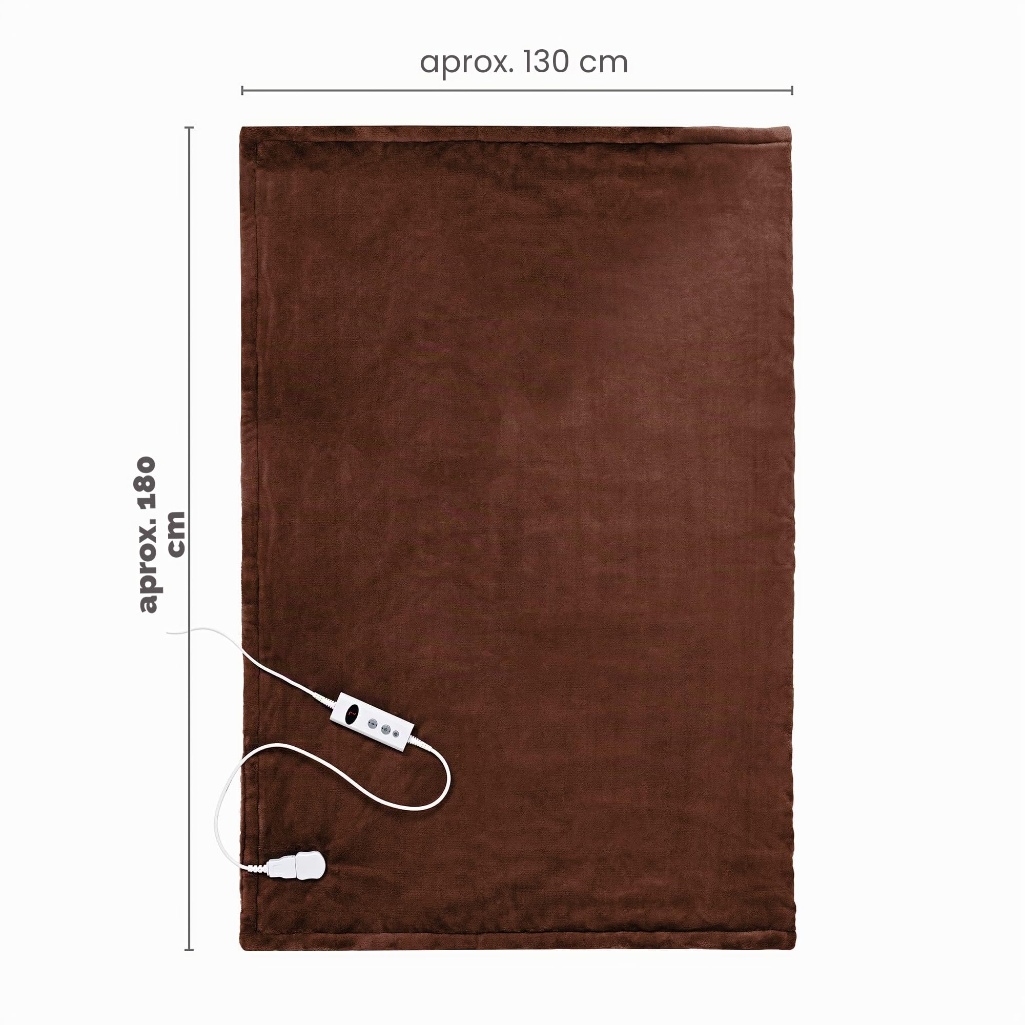 Promed Manta eléctrica lavable con apagado automático, manta eléctrica acogedora, aproximadamente 180 x 130 cm con 10 niveles de temperatura, manta cálida para cuello, hombros y espalda