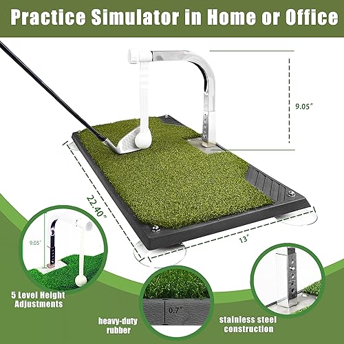 Miniatura 2 de Entrenador de swing de golf - Equipo de entrenamiento de golf con 5 ajustes de altura - Simulador de práctica de hierro y club en casa e interior -