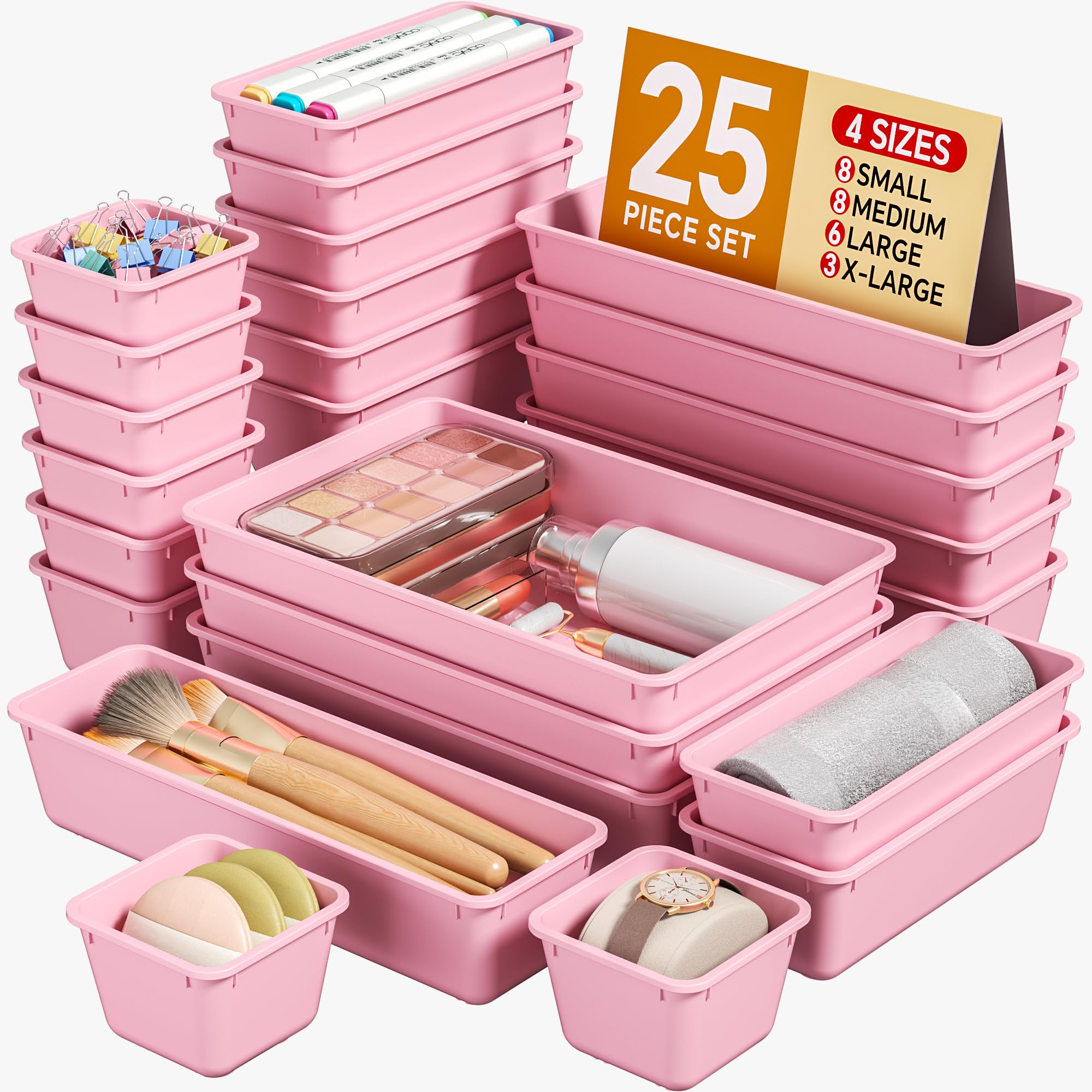 Photo 1 of KEMETHY 25 PCS Plastic Drawer Organizer Set